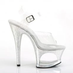 Pleaser MOON-708HB Clear/Silver Hologram Platform Sandal