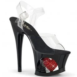Pleaser MOON-708HRS Clear/Black-Red Heart Platform Sandal Shoes 13 Pleaser MOON-708HRS Clear/Black-Red Heart Platform Sandal Shoes