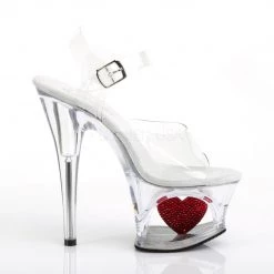 Pleaser Shoes MOON-708HRS Clear-Red Heart Platform Sandal