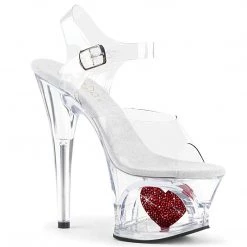 Pleaser Shoes MOON-708HRS Clear-Red Heart Platform Sandal