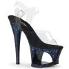 Pleaser MOON-708HSP Clear/Midnight Blue Hologram Platform Sandal Shoes