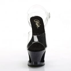 Pleaser MOON-708HSP Clear/Midnight Blue Hologram Platform Sandal Shoes