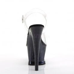 Pleaser MOON-708HSP Clear/Midnight Blue Hologram Platform Sandal Shoes