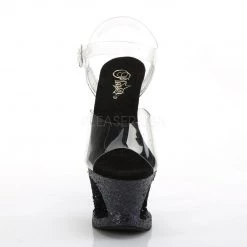 Pleaser MOON-708LG Clear/Black Multi Glitter Platform Sandal Shoes