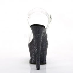 Pleaser MOON-708LG Clear/Black Multi Glitter Platform Sandal Shoes