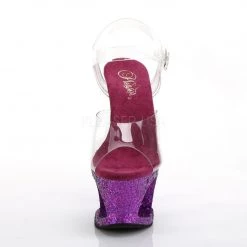 Pleaser MOON-708LG Clear/Purple Multi Glitter Platform Sandal