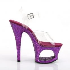 Pleaser MOON-708LG Clear/Purple Multi Glitter Platform Sandal 12 Pleaser MOON-708LG Clear/Purple Multi Glitter Platform Sandal