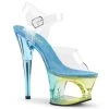 Pleaser MOON-708MCT Clear/Light Blue Tinted Platform Sandal Shoes