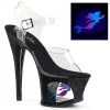 Pleaser MOON-708MER Clear/Black Platform Sandal 2 Pleaser MOON-708MER Clear/Black Platform Sandal