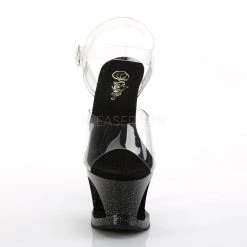 Pleaser MOON-708MG Clear/Black Platform Sandal