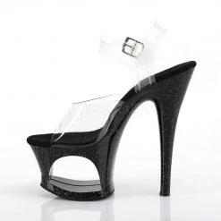 Pleaser MOON-708MG Clear/Black Platform Sandal