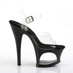 Pleaser MOON-708MG Clear/Black Platform Sandal