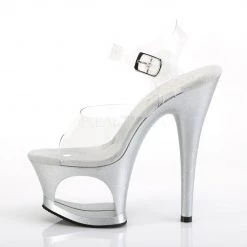 Pleaser Shoes MOON-708MG Clear/Silver Platform Sandal 10 Pleaser Shoes MOON-708MG Clear/Silver Platform Sandal
