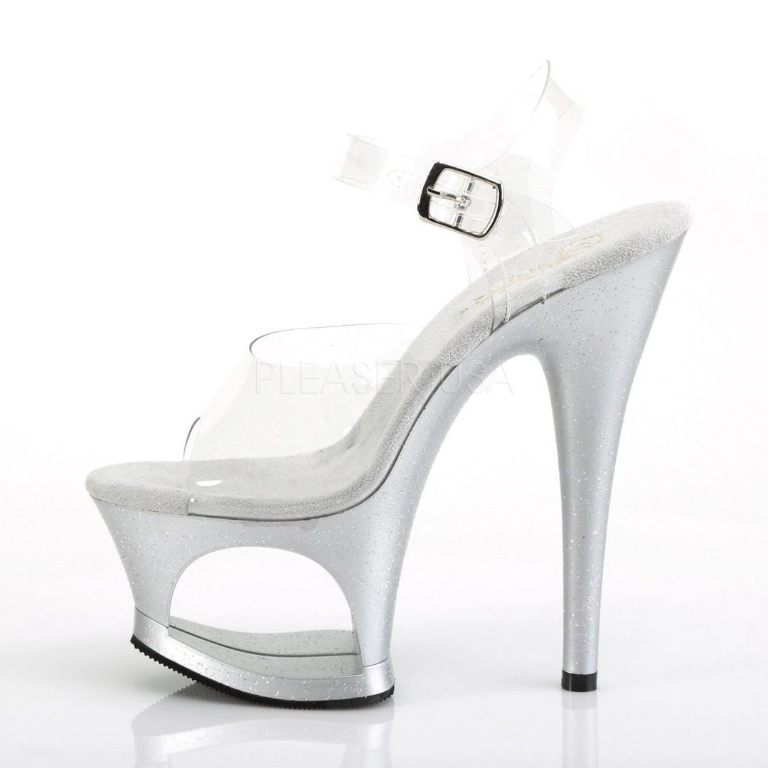 Pleaser Shoes MOON-708MG Clear/Silver Platform Sandal 5 Pleaser Shoes MOON-708MG Clear/Silver Platform Sandal