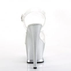 Pleaser Shoes MOON-708MG Clear/Silver Platform Sandal 11 Pleaser Shoes MOON-708MG Clear/Silver Platform Sandal