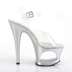 Pleaser Shoes MOON-708MG Clear/Silver Platform Sandal 12 Pleaser Shoes MOON-708MG Clear/Silver Platform Sandal