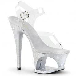 Pleaser Shoes MOON-708MG Clear/Silver Platform Sandal 13 Pleaser Shoes MOON-708MG Clear/Silver Platform Sandal