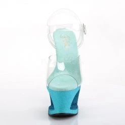 Pleaser Shoes MOON-708OMBRE Clear/Aqua-Blue Ombre Platform Sandal