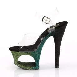 Pleaser Shoes MOON-708OMBRE Clear/Emerald-Black Ombre Platform Sandal