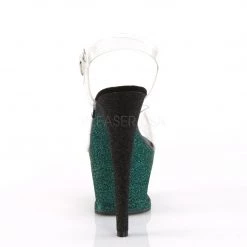 Pleaser Shoes MOON-708OMBRE Clear/Emerald-Black Ombre Platform Sandal