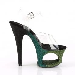 Pleaser Shoes MOON-708OMBRE Clear/Emerald-Black Ombre Platform Sandal
