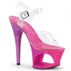 Pleaser MOON-708OMBRE Clear/Fuchsia-Blue Ombre Platform Sandal