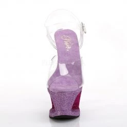 Pleaser MOON-708OMBRE Clear/Fuchsia-Blue Ombre Platform Sandal