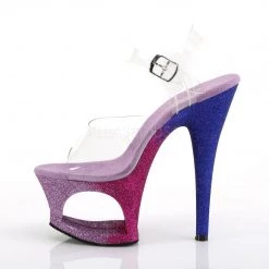 Pleaser MOON-708OMBRE Clear/Fuchsia-Blue Ombre Platform Sandal