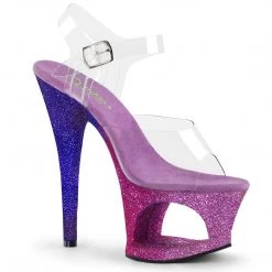 Pleaser MOON-708OMBRE Clear/Pink-Lavender Ombre Platform Sandal Shoes