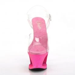 Pleaser MOON-708OMBRE Clear/Pink-Lavender Ombre Platform Sandal Shoes