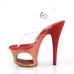 Pleaser Shoes MOON-708OMBRE Clear/Rose Gold-Red Ombre Platform Sandal