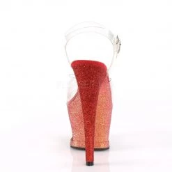 Pleaser Shoes MOON-708OMBRE Clear/Rose Gold-Red Ombre Platform Sandal