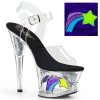 Pleaser MOON-708RhinestoneS Clear-Black/Clear Platform Sandal Shoes