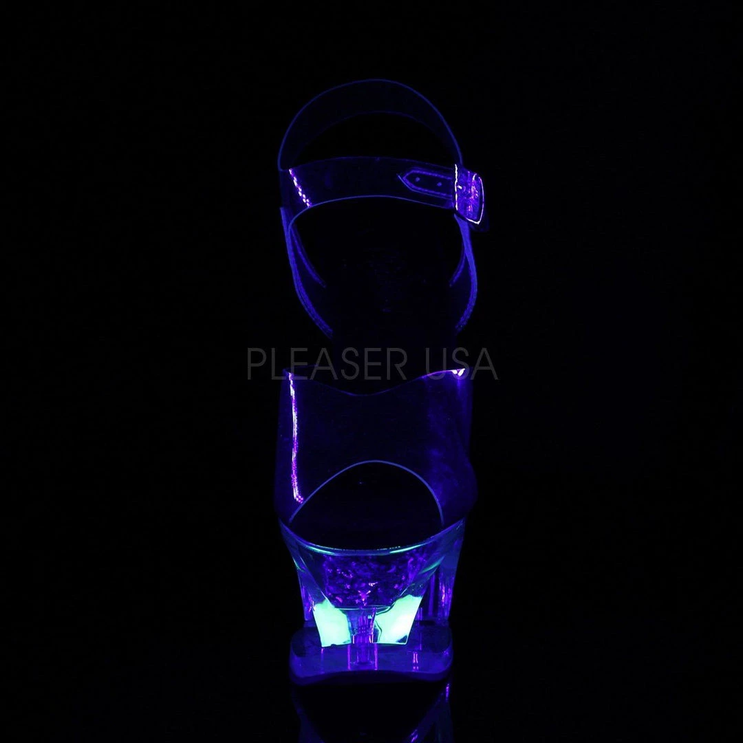 Pleaser MOON-708RhinestoneS Clear-Black/Clear Platform Sandal Shoes 4 Pleaser MOON-708RhinestoneS Clear-Black/Clear Platform Sandal Shoes