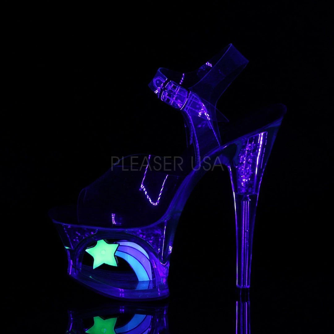 Pleaser MOON-708RhinestoneS Clear-Black/Clear Platform Sandal Shoes 5 Pleaser MOON-708RhinestoneS Clear-Black/Clear Platform Sandal Shoes