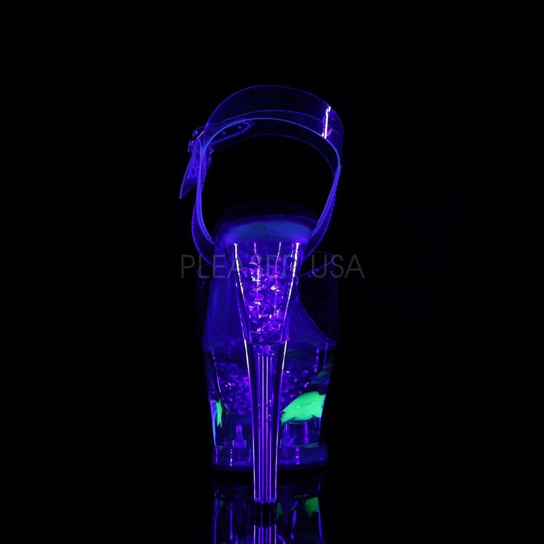 Pleaser MOON-708RhinestoneS Clear-Black/Clear Platform Sandal Shoes 6 Pleaser MOON-708RhinestoneS Clear-Black/Clear Platform Sandal Shoes