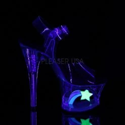 Pleaser MOON-708RhinestoneS Clear-Black/Clear Platform Sandal Shoes 12 Pleaser MOON-708RhinestoneS Clear-Black/Clear Platform Sandal Shoes
