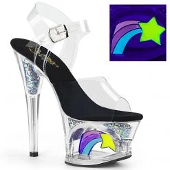 Pleaser MOON-708RhinestoneS Clear-Black/Clear Platform Sandal Shoes 13 Pleaser MOON-708RhinestoneS Clear-Black/Clear Platform Sandal Shoes
