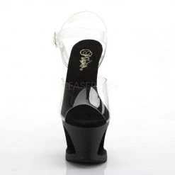 Pleaser Shoes MOON-708SK Clear/Black-Pewter Matte Platform Sandal
