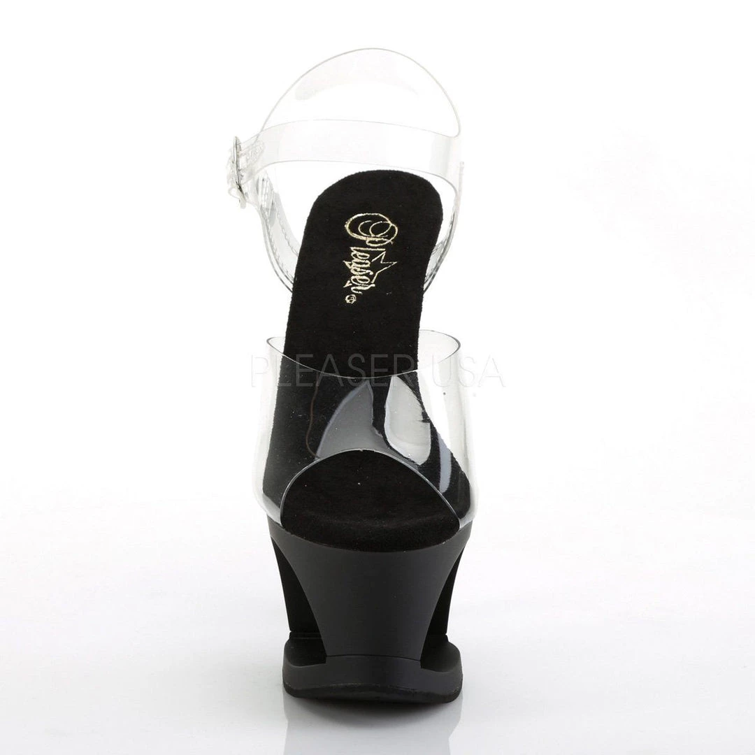 Pleaser Shoes MOON-708SK Clear/Black-Pewter Matte Platform Sandal 4 Pleaser Shoes MOON-708SK Clear/Black-Pewter Matte Platform Sandal