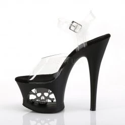Pleaser Shoes MOON-708SK Clear/Black-Pewter Matte Platform Sandal 10 Pleaser Shoes MOON-708SK Clear/Black-Pewter Matte Platform Sandal