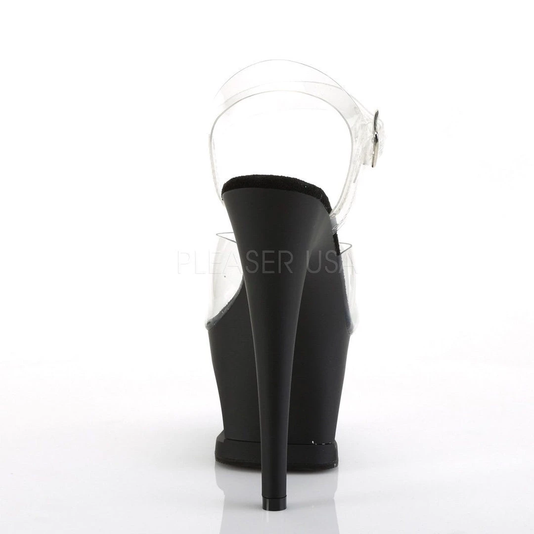 Pleaser Shoes MOON-708SK Clear/Black-Pewter Matte Platform Sandal 6 Pleaser Shoes MOON-708SK Clear/Black-Pewter Matte Platform Sandal