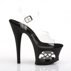 Pleaser Shoes MOON-708SK Clear/Black-Pewter Matte Platform Sandal 12 Pleaser Shoes MOON-708SK Clear/Black-Pewter Matte Platform Sandal