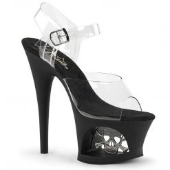 Pleaser Shoes MOON-708SK Clear/Black-Pewter Matte Platform Sandal 13 Pleaser Shoes MOON-708SK Clear/Black-Pewter Matte Platform Sandal