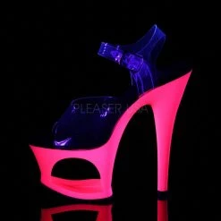 Pleaser MOON-708UV Clear/Neon Hot Pink Platform Sandal Shoes