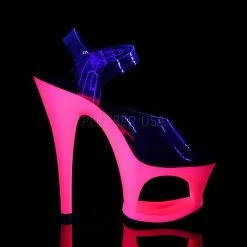 Pleaser MOON-708UV Clear/Neon Hot Pink Platform Sandal Shoes