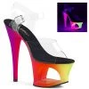Pleaser MOON-708UV Clear/Neon Multi Platform Sandal