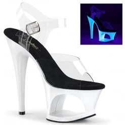 Pleaser Shoes MOON-708UV Clear/Neon White Platform Sandal