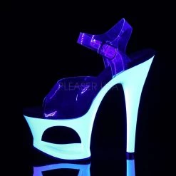 Pleaser Shoes MOON-708UV Clear/Neon White Platform Sandal 10 Pleaser Shoes MOON-708UV Clear/Neon White Platform Sandal