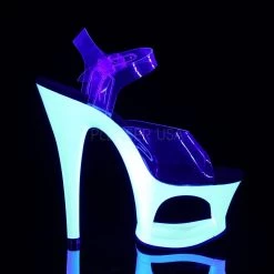 Pleaser Shoes MOON-708UV Clear/Neon White Platform Sandal 12 Pleaser Shoes MOON-708UV Clear/Neon White Platform Sandal